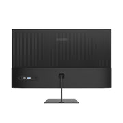 Comes with 1 HDMI 1.4 port, 1 VGA port, and one audio out port. Also comes with a stand. Back view