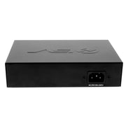 The backside view of the BV-Tech 5 Port PoE+ Switch. It has a port for the internal power supply