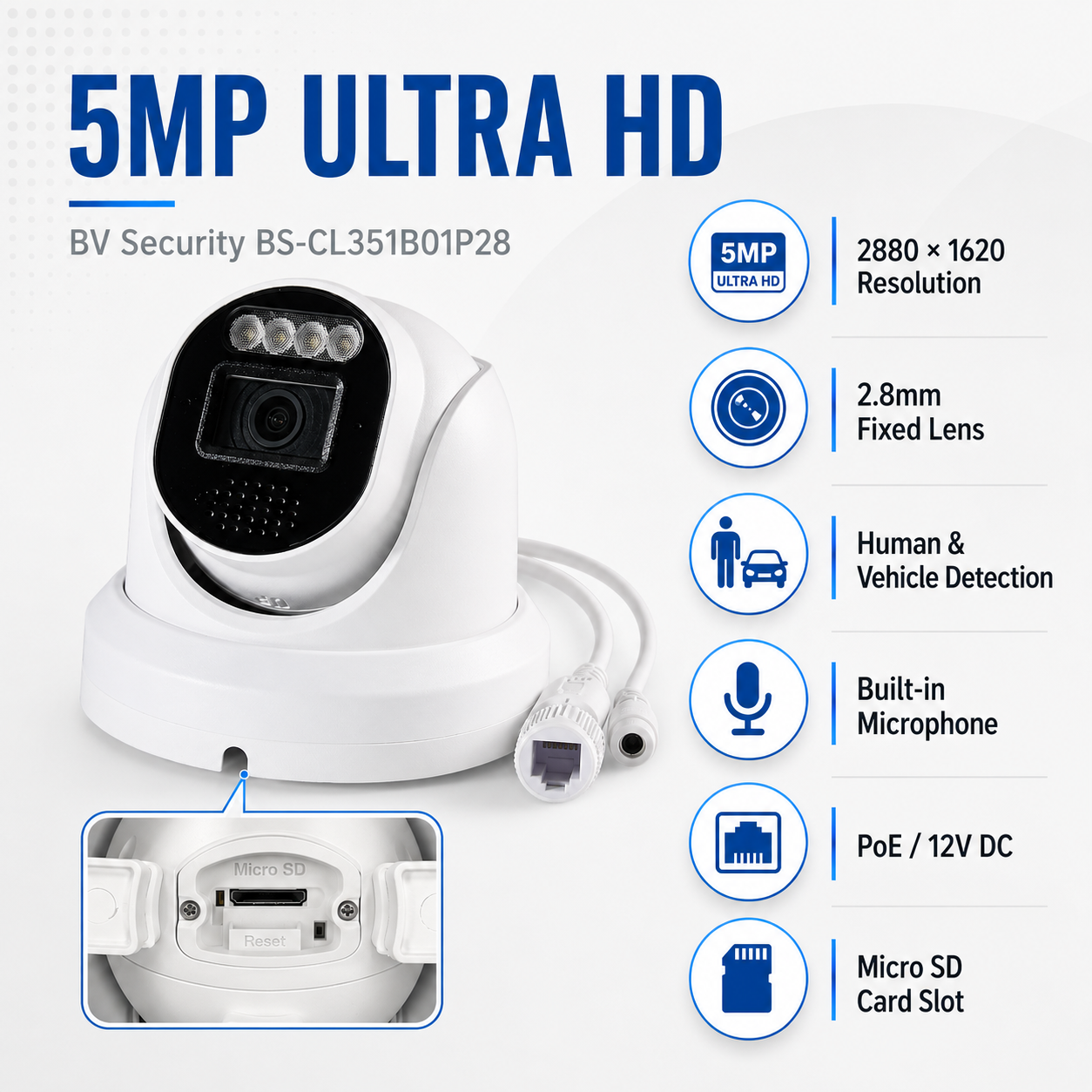 5MP Dual Light Turret IP Camera | BS-CL351B01P28