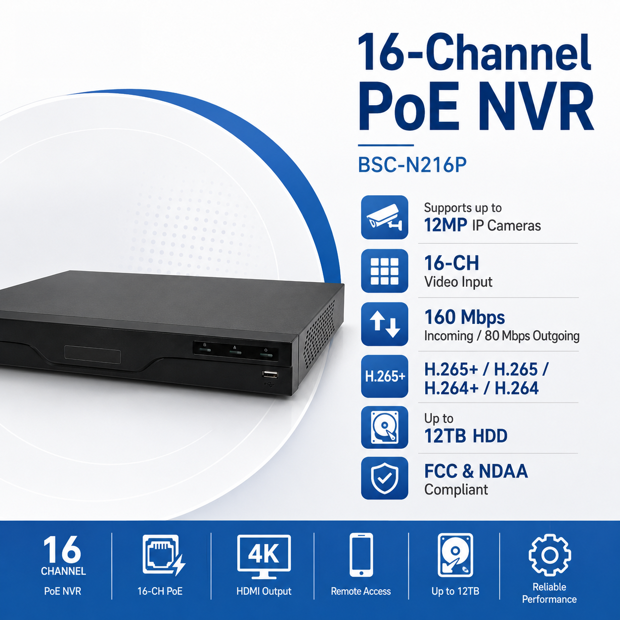 16-Channel Lite Series NVR | BSC-N216P