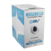 BV-Tech Cat6 Riser (CMR) Solid Bare Copper Ethernet Cable 1000ft, White, 0.52mm Conductor