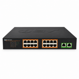 BV-Tech 16-Port Gigabit PoE+ Switch with 2 Gigabit RJ-45 Uplink Ports, 120W PoE Budget, IEEE 802.3af/at | POE-SW1602G