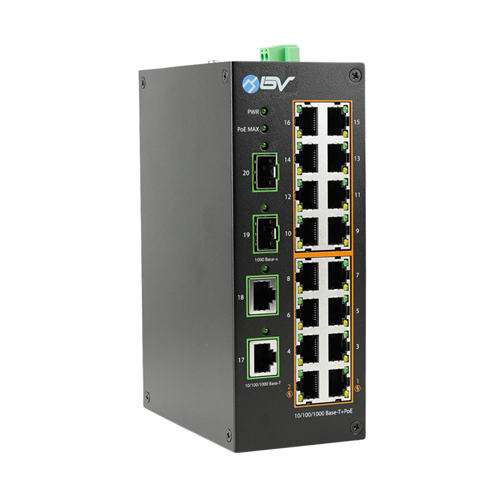 16 Port PoE Switch with DIN - Alternate View