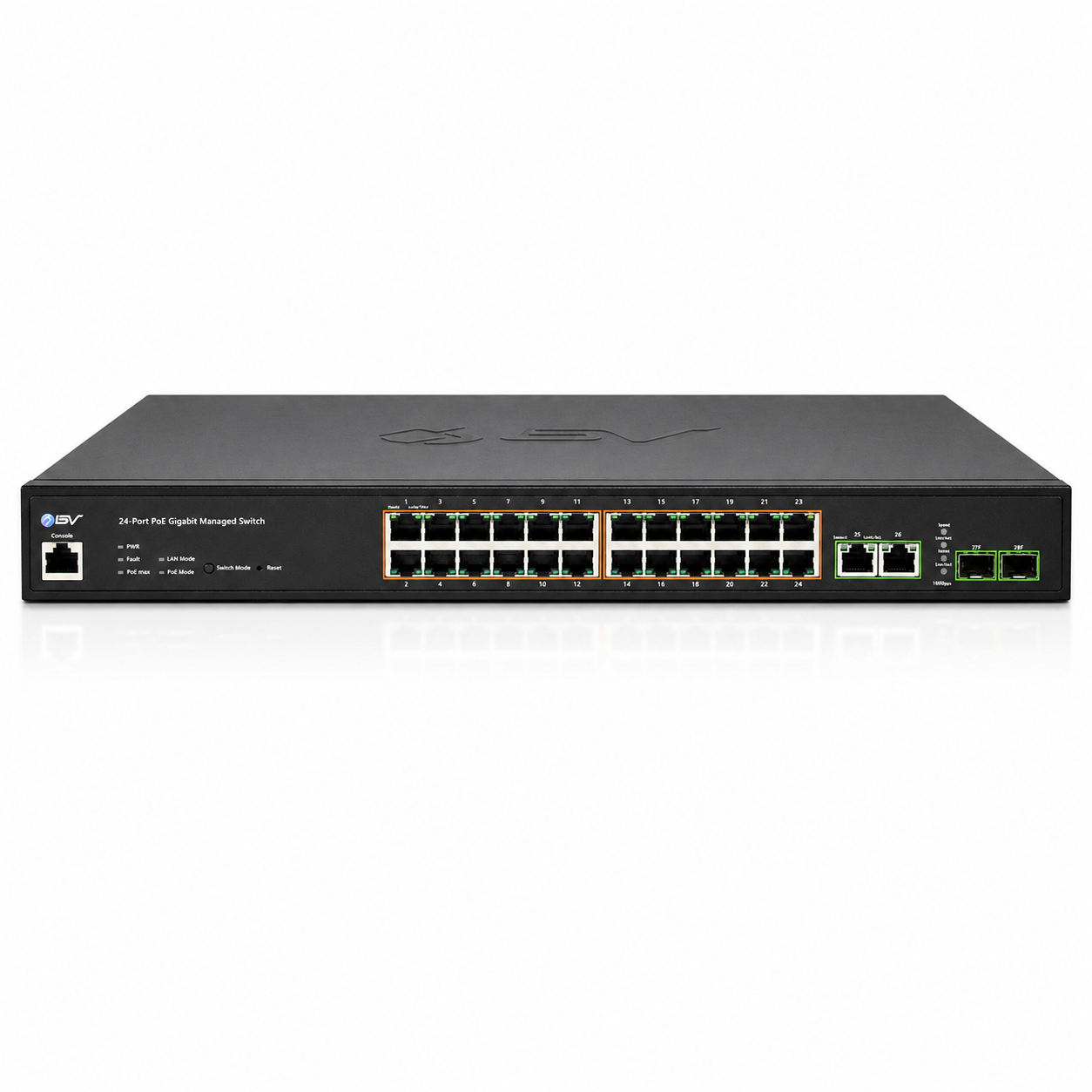 BV-Tech POE-SW2404G-MG-PLUS 24-Port Gigabit PoE Managed Switch with 2 Gigabit Uplinks & 2 SFP Ports (250W)