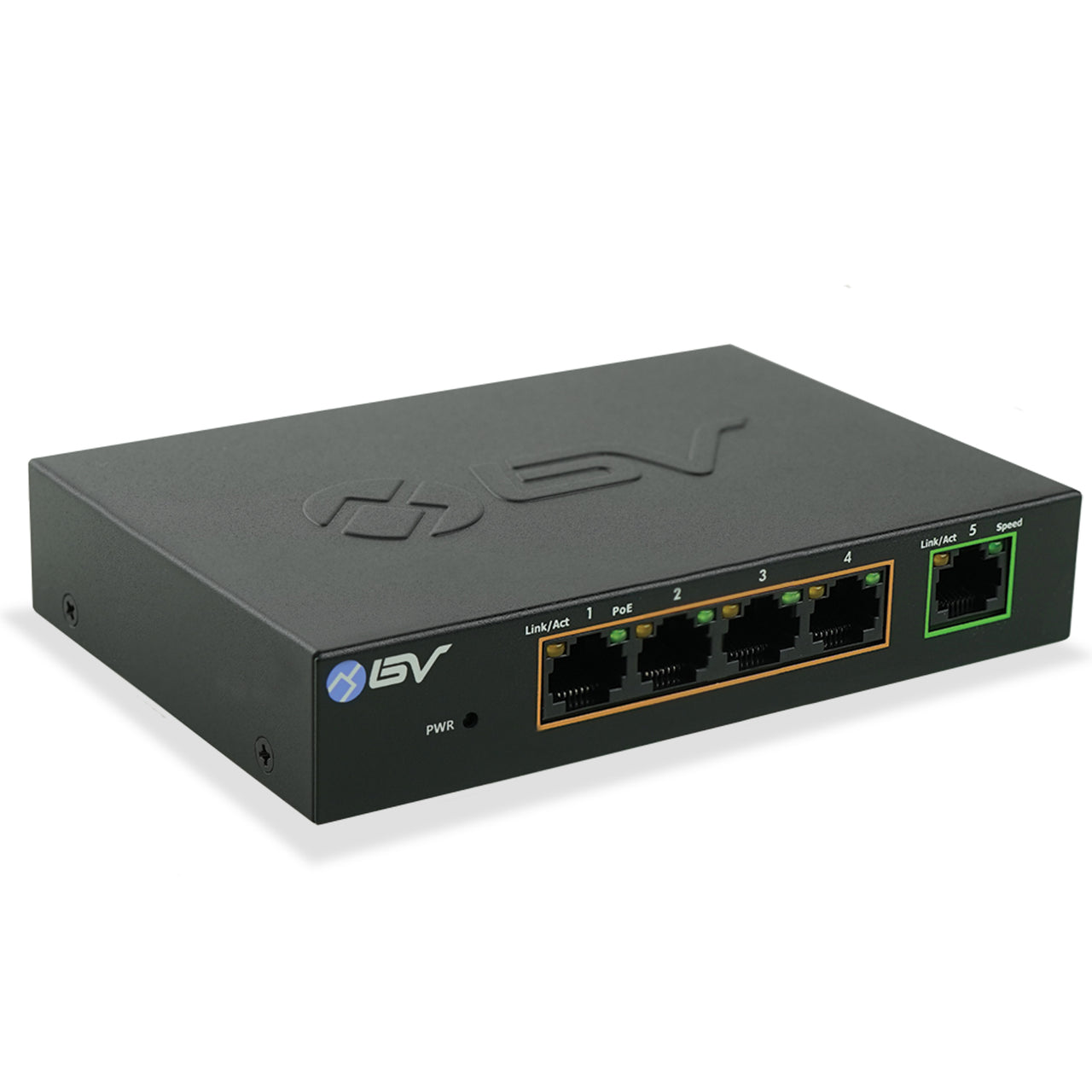 BV-Tech 5-Port Gigabit PoE Switch (4 PoE+ Ports, 1 Gigabit Uplink), 55W Power Budget
