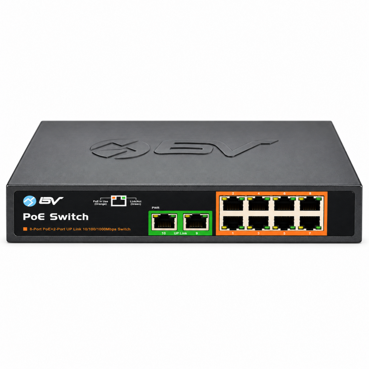 BV-Tech 8 Port PoE+ Gigabit Ethernet Switch with 2 Uplinks - 130W | SW802G