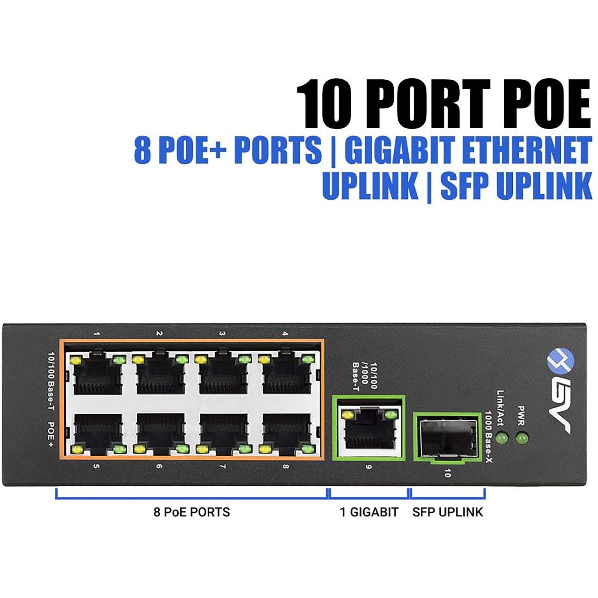 Gigabit POE Ethernet Switch (8 Ports, 2 Uplinks)