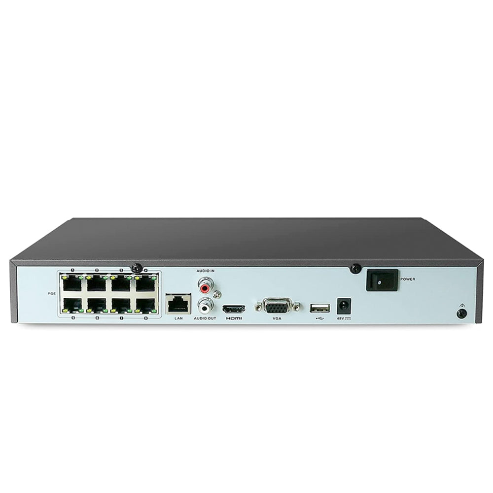 R-Tech 8 Channel & 8 PoE Network Video Recorder - Back View