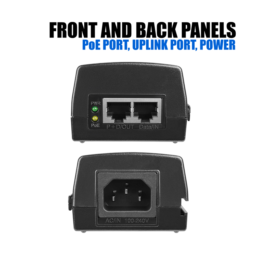 Industrial 2 Port Gigabit PoE+ Power over Ethernet Injector 48V / 30W -  Wall-Mountable