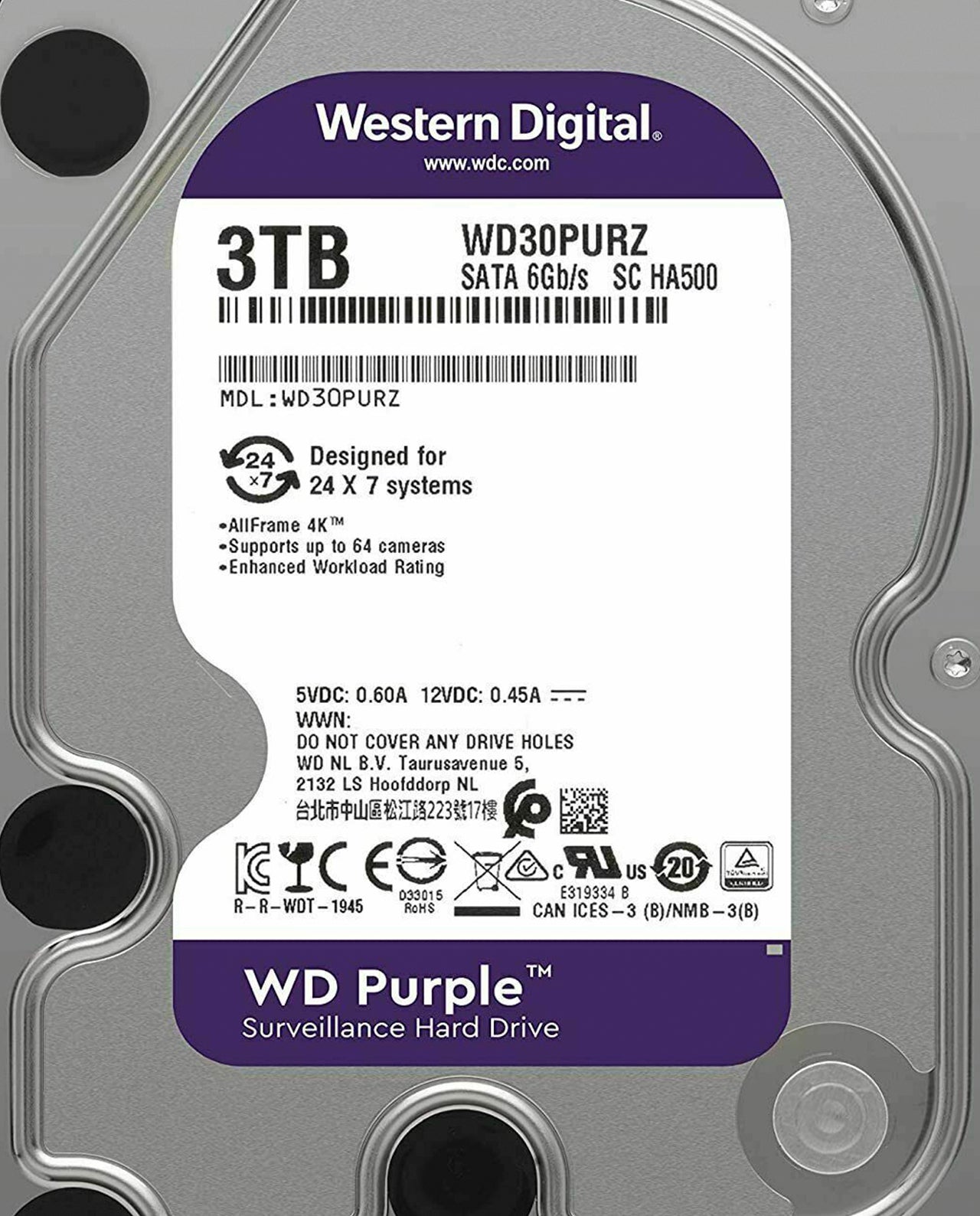 WD Purple Surveillance Hard Drive 3TB WD30PURZ BV Security, 41% OFF