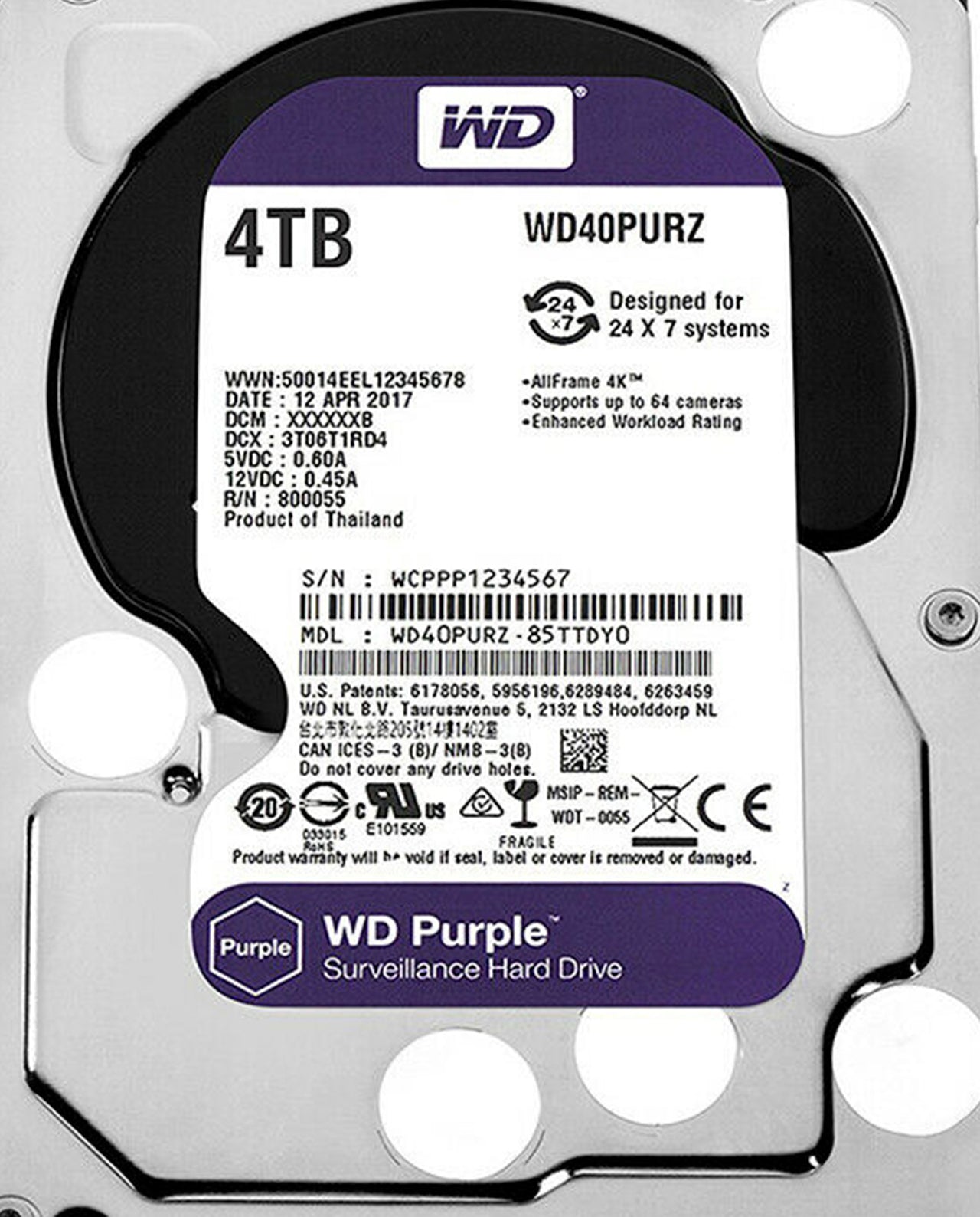 Western Digital 4TB Purple Surveillance Hard Drive - BV Security